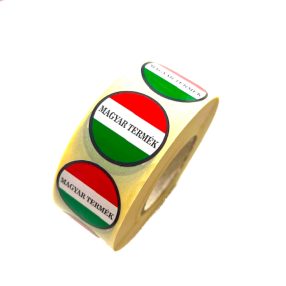   Magyar zászló körmatrica 30 mm Magyar termék felirattal 1000 db/tekercs