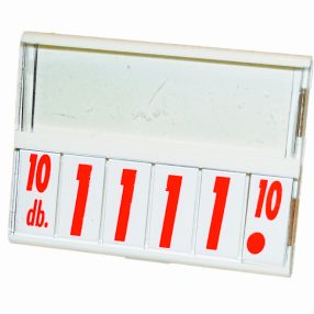   Árkazetta csemegepultba,  74 mm x 51 mm, fehér,  piros számokkal