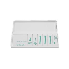   Árkazetta 120 mm x 84 mm, fehér/zöld karakterek, zöldséges