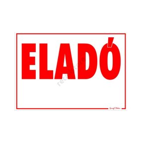 Eladó feliratú műanyag tábla, 25 cm x 35 cm