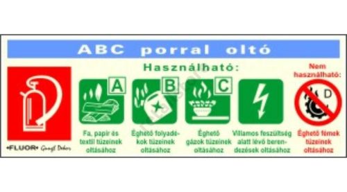 ABC porral oltó tűzoltókészülék fluoreszkáló matrica