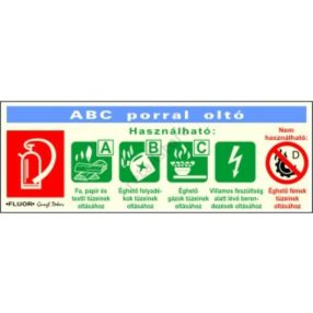 ABC porral oltó tűzoltókészülék fluoreszkáló tábla