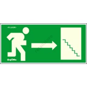 Menekülés lépcsőn jobbra fluoreszkáló tábla