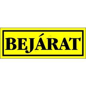 Bejárat matrica 14 x 5 cm, Sárga