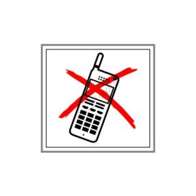 Mobiltelefon használata tilos! matrica 8 x 8 cm