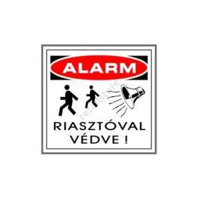 Riasztóval védve! matrica 8 x 8 cm