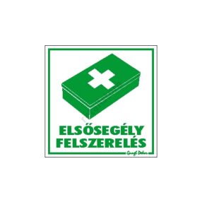 Elsősegély felszerelés matrica 10 x 10 cm