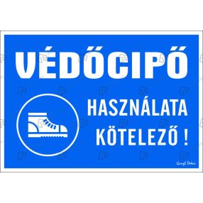 Védőcipő használata kötelező matrica 25 x 17,5 cm