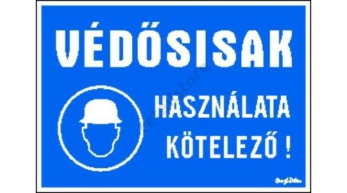 Védősisak használata kötelező matrica 25 x 17,5 cm