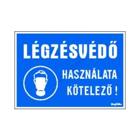 Légzésvédő használata kötelező matrica 25 x 17,5 cm
