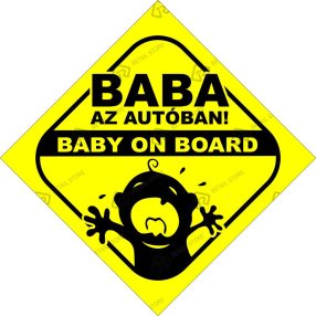 Baba az autóban (négyzetes) 14 x 14 cm