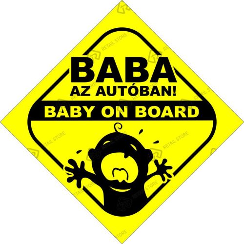 Baba az autóban (négyzetes) 14 x 14 cm