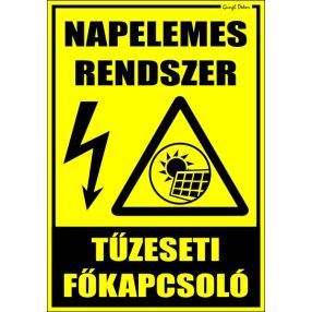   Napelemes rendszer-Tűzeseti főkapcsoló matrica 11,5 x 16,5 cm