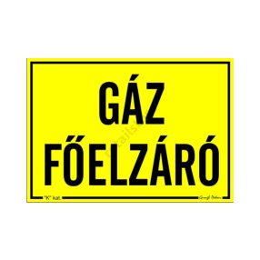 Gáz főelzáró matrica 11,5 x 16,5 cm