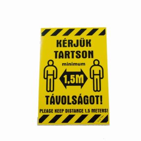   Kérjük tartson minimum 1,5 m távolságot! matrica 11,5 x 16,5 cm