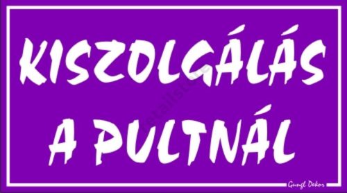 Kiszolgálás a pultnál műanyag tábla, 12,5 x 22,5 cm, Lila