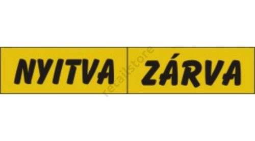 Nyitva - Zárva kétoldalas, műanyag tábla, 10,5 x 20 cm, Sárga