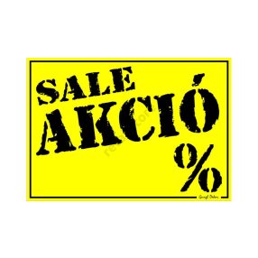 Sale - Akció ... % feliratú műanyaga tábla, 25 x 35 cm