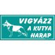 Vigyázz a kutya harap feliratú műanyag tábla, 12,5 x 22,5 cm, Türkiz