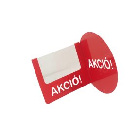   Ársínbe akasztható árjelző, kihajtott körrel, " Akció" felirattal 
