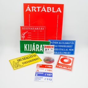 Vevőtájékoztató tábla és matrica